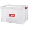 Image de SUNDIS Clip N Store, boîte de rangement 45L en plastique transparent, renforcée avec couvercle clipsable, aptes au contact alimentaire, parois droites, superposable et combinable