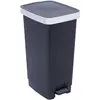 Image de SUNDIS Ring Bin, poubelle à pédale 40 L, rectangulaire, fermeture silencieuse, en plastique recyclé, avec anses pour accrocher le sac, noir et métal, pour cuisine, bureau, buanderie, atelier, garage