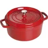Image de STAUB Cocotte en Fonte Émaillée avec Couvercle, Tous feux dont induction, 4 personnes, Ronde, 24 cm, 3,80 L, 5 kg, Cerise