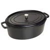 Image de STAUB Cocotte en Fonte Émaillée avec Couvercle, Tous feux dont induction, 5 à 6 personnes, Ovale, 31 cm, 5,50 L, 7 kg, Noir Mat