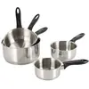 Image de Crealys 501534 Lot de 5 Casseroles Acier Inoxydable Ø12/14/16/18 et 20 cm Gamme ESSENTIAL - Poignée Thermorésistante - Tous Feux dont Induction