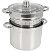 Image de Crealys 504626, Cuit-pâtes Olympe 8 litres Inox, diam. 24 cm - couvercle en verre et panier à pâtes/légumes - tous feux dont induction, Gris