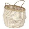 Image de Compactor Panier Pliable Taille M Gamme Belly Jonc de mer, Naturel et Blanc, 35 x 35 x 32 cm, RAN8412
