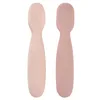 Image de BÉABA,Lot de 2 cuilleres bebe 1er age, Pré-cuillères en Silicone, Couverts Bébé, Dès 4 Mois, Forme Ergonomique, Textures Différentes, Manche Ergonomique, Barbe à papa/Guimauve
