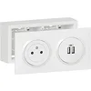 Image de LEGRAND - Prise Electrique Murale avec Terre + Double Chargeur USB-A Précâblé dooxie Surface + Cadre Saillie - Prise 2P+T Affleurante avec Fond Rétractable - Blanc