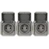 Image de prise de courant - 3 x 2p+t - horizontale - gris - composable - legrand plexo 069564l