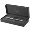 Image de Parker Sonnet stylo bille luxe | Premium argent ciselé avec attributs or | pointe moyenne | encre noir | coffret cadeau
