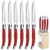 Image de Lou Laguiole 2511RDK000K35 Bloc 6 couteaux steak, Acier Inoxydable, Rouge, Taille unique