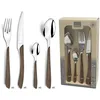Image de AMEFA - Ménagère 24 couverts de table pour 6 personnes - Eclat Nature - Acier inoxydable 18/0, Finition Brillante - Bois Foncé