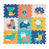 Image de LUDI - Tapis Dalles Animaux - Puzzle Géant - 9 Dalles En Mousse - Dès 10 Mois - Éveil Bébé - Développe Le Bien-Être, Le Toucher, La Découverte & La Réflexion - 90 x 90 x 1,2 cm