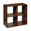 Image de 5five - Étagère Cube Mix'n'Modul Style Industriel - Effet Bois Foncé, 4 Cases, 68 x 68 x 32 cm - Meuble de Rangement Pour Salon, Chambre, Bureau
