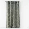 Image de douceur d'intérieur, Rideau à Oeillets (140 x 260 Cm) Arty Line Kaki/Argent, Polyester Imprimé Métallisé