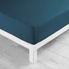 Image de douceur d'intérieur, Drap Housse (180 x 200 cm) Lina Bleu, 100% Coton