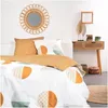 Image de TODAY Parure De Lit Double Réversible Sunshine en Coton Imprimé Cercles - Blanc/Orange - 240 X 260 Cm
