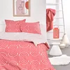 Image de TODAY Parure De Lit Double en Coton Sunshine Imprimé Géométriques - Rose Corail/Blanc - 220 X 240 Cm