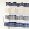 Image de Homemaison - Voilage en Organza à Fines Rayures Horizontales - Polyester - Transparent Tamisant - Prêt à Poser avec Oeillets - Salon, Chambre, Cuisine - 140 x 240 cm - Bleu Marine