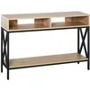 Image de HOMCOM Table Console Table d'Entrée Industriel 120x23,5x75 cm Bois Chêne