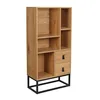 Image de HOME DECO FACTORY Bois Et Metal Abbott Mobilier Meuble Buffet Bibliotheque Rangement, MDF, Naturel Noir, 60 x 29 x 120