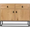Image de HOME DECO FACTORY Bois Et Metal Abbott Mobilier Meuble Buffet Bibliotheque Rangement, MDF, Naturel Noir, 100 x 29 x 80
