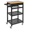 Image de THE HOME DECO FACTORY Deco Factory HD7102 Desserte à roulettes, Rangement Nomade Cuisine Salle à Manger, Noir-Bois, 40x62,5x85,5 cm