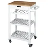 Image de THE HOME DECO FACTORY Deco Factory HD7103 Desserte à roulettes 40x62.5x85.5cm Rangement Nomade Cuisine Salle à Manger, Blanc-Bois, 40x62,5x85,5 cm