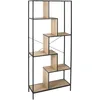 Image de HOME DECO FACTORY HD7186 Etagere Edison Meuble Rangement Industriel, Métal, Noir-Bois, 80x80x40 cm