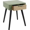 Image de HOME DECO FACTORY - HD7338 - Chevet 1 Tiroir en Bois Vert Kaki, Chambre, Table de Nuit