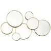 Image de HOME DECO FACTORY, HD4391 Miroir décoratif rond en bois MDF, design moderne et asymétrique, idéal pour salon ou chambre à coucher, finition élégante, 57 x 35 cm, or, tournage