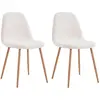Image de THE HOME DECO FACTORY Chaise Assise en Tissu Bouclette Freya (Lot de 2), Fer, Blanc, cm
