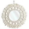 Image de HOME DECO FACTORY, HD0216, miroir mural D55 cm au design Boho Chic, parfait pour le salon ou la chambre à coucher, combinant élégance et fonctionnalité, facile à installer, couleur beige