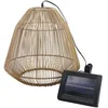 Image de Lumisky Suspension solaire bohème naturel style vannerie tressée LED blanc chaud MAYA H39cm
