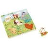 Image de Janod bois à toucher 5 pièces-Thème de la ferme-Puzzle encastré avec texture-Jouet éducatif-Tat, motricité fine et concentration-Depuis 18 mois, J07129, Couleur verte