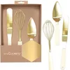 Image de ScrapCooking - Coffret 3 Ustensiles Dorés Pâtisserie - Coffret Cadeau 3 Ustensiles Inox : Fouet, Spatule, Pelle - Coloris Or Crème - Mariage, Anniversaire - Idée Cadeau Cuisine - 1141