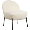Image de Happy Garden Chaise HELMI, Fauteuil d'appoint, Tissu Bouclette écru, Effet Peau de Mouton, piétement en métal