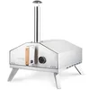 Image de H.Koenig Four à gaz pour pizza GINO440 - Acier inoxydable - Surface 30,5 x 30,5 cm - Pierre à pizza - Jusqu'à 450 °C - Porte amovible et cheminée - Thermomètre intégré - Pelle à pizza intégrée