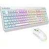 Image de The G-Lab - Combo Tungsten EX - Pack Clavier Souris sans Fil - Triple Connexion 2.4GHz/ BT/Filaire - Clavier Gamer AZERTY FR, RGB & Macros Custom - Souris Gaming sans Fil 6400DPI - PC/PS4/PS5 (Blanc)