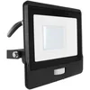 Image de V-TAC Projecteur LED d'extérieur avec puce Samsung 30 W avec capteur PIR de couleur noire imperméable avec câble de 1 mètre, lumière blanche froide