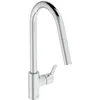 Image de Ideal Standard Gusto Mitigeur de cuisine, bec haut rond, avec douchette extractible, bec pivotant à 360°, facile à installer avec fixation EasyFix+, chromé