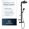 Image de Ideal Standard   Ceratherm Alu+ Système de douche avec mitigeur thermostatique, avec 2 étagères, douchette 2 fonctions et pomme de tête 2 fonctions, Noir Mat