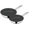 Image de WMF Cromargan® Lot de 2 poêles en acier inoxydable avec revêtement Ø 24 28 cm et bord verseur Compatible induction Lavage à la main