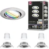 Image de Paulmann 92467 Spot encastré LED Base Smart Home Zigbee kit de base orientable rond 230V 3x4,9W 3x420lm gradable 90mm Acier brossé Métal RGBW+