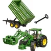 Image de Ko Poupée Tracteur Bruder John Deere 7r 350 Avec Chargeur Et Remorque
