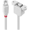Image de LINDY 31801 USB-kabel USB 2.0 USB-B stekker, USB-B bus 1 m Grijs Voor buismontage, Met anti-kniktule, Afgeschermd (dubbel)