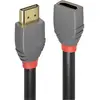 Image de LINDY 36475 HDMI-kabel HDMI Verlengkabel HDMI-A-stekker, HDMI-A-bus 0.50 m Antraciet, Zwart, Rood 4K UHD, Vergulde steekcontacten