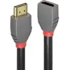 Image de LINDY 36476 HDMI-kabel HDMI Verlengkabel HDMI-A-stekker, HDMI-A-bus 1.00 m Antraciet, Zwart, Rood 4K UHD, Vergulde steekcontacten