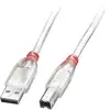 Image de LINDY 41751 USB-kabel USB 2.0 USB-A stekker, USB-B stekker 0.50 m Transparant