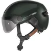 Image de ABUS - Casque de ville HUD-Y ACE - casque de vélo stylé avec visière et lumière LED arrière magnétique et rechargeable - pour femmes et hommes - vert, taille L