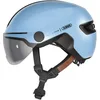 Image de ABUS - Casque de ville HUD-Y ACE - casque de vélo stylé avec visière et lumière LED arrière magnétique et rechargeable - pour femmes et hommes - bleu, taille M