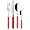 Image de Villeroy & Boch - S+ Cranberry Ménagère 24 pièces Couverts en acier inoxydable de qualité supérieure avec poignée en silicone pour jusqu'à 6 personnes, passent au lave-vaisselle, rouge