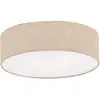 Image de Fischer & Honsel Plafonnier 3 ampoules E14 max. 40 W, abat-jour en tissu lin, couleur sable, 40 x 40 x 12 cm (L x l x H)